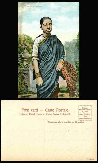 India A Brahmin Lady Old Postcard Native Woman,  Traditional Costumes Ethnic Life