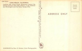 LONG BEACH,  CA California OCEAN BOULEVARD Bird ' s Eye View c1950s Chrome Postcard 2