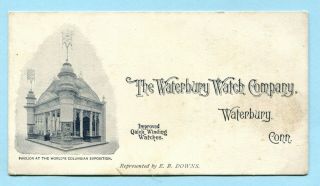 1893 Chicago World’s Fair Trade Card Waterbury Watch Co Exhibit Clock