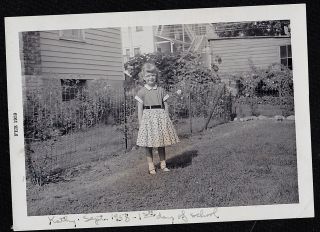 Antique Vintage Photograph Cute Little Girl With Glasses Standing In Yard