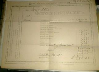 Vintage Paper Monticello Female Seminary June 1883 Bill Pray For Payment