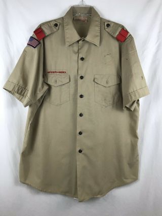 Mens True Vintage Boy Scouts Of America Button Down Shirt Xl Patches Buttons