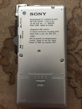Sony M - 560V MicroCassette CORDER Recorder TESTED/WORKS 2