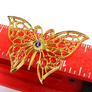 Large 2.  5 " Gold Tone Butterfly Lions Club Service Lapel Pin