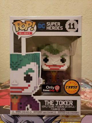 Funko Pop 8 - Bit: The Joker 11 Chase Gamestop Limited Edition W/ Pop Protector