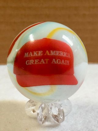 President Trump Hat Marble Make America Great Again Glass 2 " Jumbo Sz & Stand