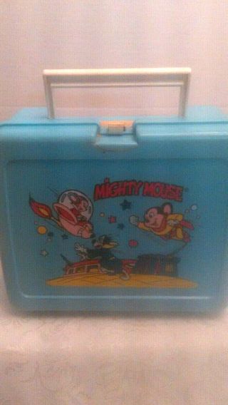 Vintage Mighty Mouse Blue Plastic Lunch Box By Viacom International 1979