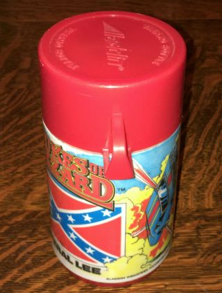 DUKES OF HAZZARD VTG 1980 GENERAL LEE ALADDIN THERMOS BOTTLE COMPLETE 2
