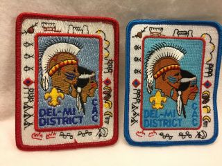 (nct) Boy Scouts - Red & Blue Trim Cac Del - Mi District - Indian Writings Patches