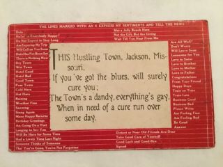 Postcard - Old Poem Greeting,  Jackson,  Missouri,  Mo 1910
