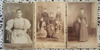 Antique Cabinet Card Photos " Lovely Ladies " (by Lee,  Harling,  Larson Of Mn) Vg - Ex