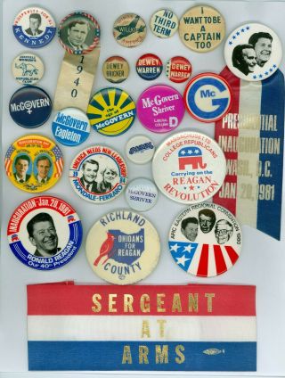 23 Vintage 1940s - 90s Presidential Campaign Pinback Buttons Wings For Willkie