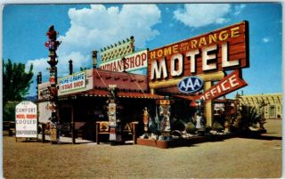 Bowie,  Arizona Az Roadside Home On The Range Motel Indian Curio Shop Postcard