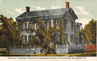 Springfield Il Patriotic: Abraham Lincoln Home Draped In Black Funeral Day 1907