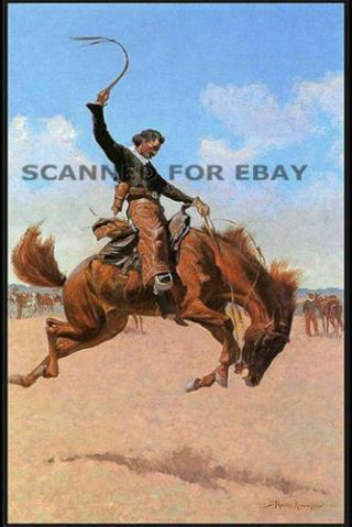 Frederic Remington Painting Art Print Picture Cowboy Rodeo Horse Western Photo R