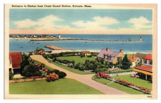 Entrance To Harbor From Coast Guard Station,  Scituate,  Ma Postcard 5f (2) 31