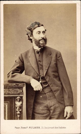 Cdv By Mulnier,  Paris,  Bearded Gentleman With Bow Tie And Watch Chain