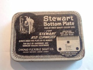 Vintage Antique Tin For Stewart Bottom Plate Clipmaster Horses Cows Clipper Vet