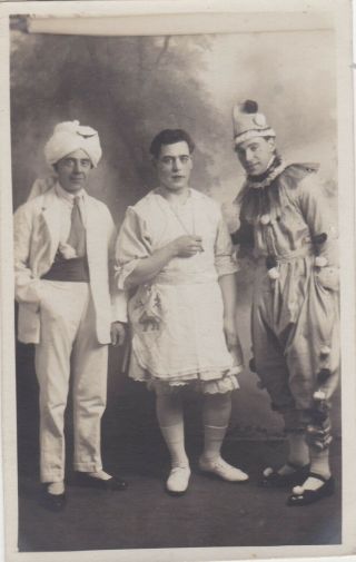 Old Vintage Photo Humour Fancy Dress Turban Clown F3
