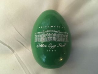 Rare 2019 President Trump & Mrs.  Trump White House Wooden Easter Egg - Green