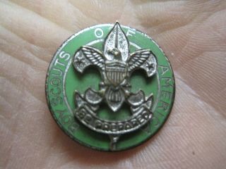 Vintage Boy Scout Scoutmaster 7/8 Green Enameled Pin - Boy Scouts Of America