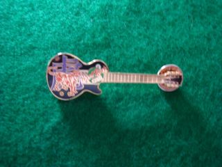 Vintage Hard Rock Cafe Enameled Metal Guitar Pin With Tiger Vnc