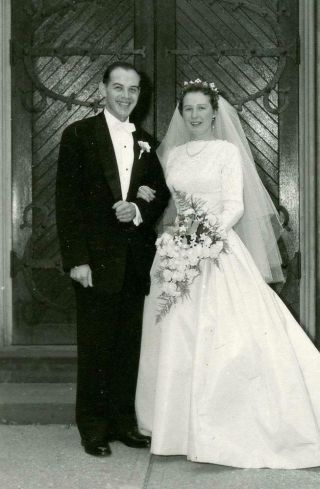 Zz572 Vtg Photo Wedding,  Bride And Groom,  Formal Wedding C 1940 