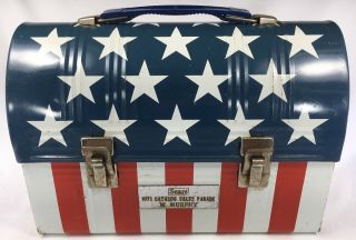 1971 Aladdin Vintage Flag Dome Lunchbox Stars Stripes Sears Sales Reward Maga