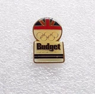 1984 La Olympics Laooc Sponsor Pin - Budget A Car W/union Jack Flag Euc