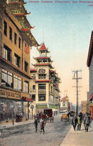 Chinese Bazaars,  Chinatown,  San Francisco,  California Ca 1910s Vintage Postcard