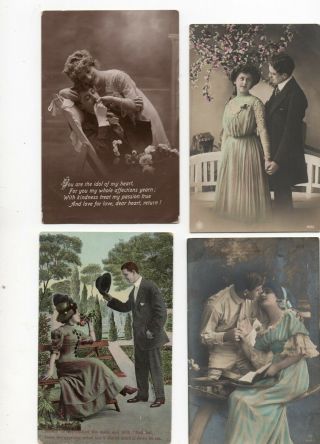 33 Vintage Postcards: Romance Romantic Couples Lovers