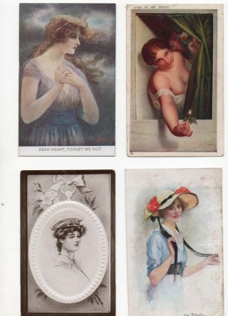 17 Vintage Postcards: Art Glamour Pretty Ladies