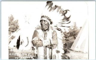Rppc Cheyenne,  Wyoming Wy Sioux Chief Frontier Days? Ca 1950s Postcard