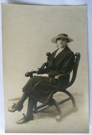 Vintage Old Photo People Fashion Pretty Women Clothing Hat Rocking Chair Darwen