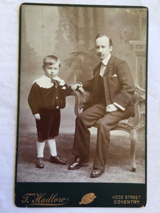 Cabinet Card Of A Man And Boy By Hadlow Of Coventry