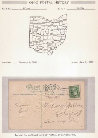Sharp Strike Of No 1 Doane Cancel On P C Hilton,  Ohio Gallia Co.  Dpo 1891 - 1912