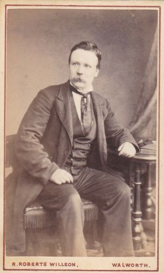 Antique Cdv Photo - Seated Man With Moustache.  Walworth Studio