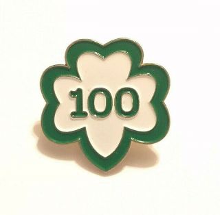 Girl Scouts 100th Anniversary Pin Green White Enamel Clover Shape