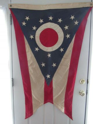 Vintage Official State Of Ohio Flag Governor Jim Rhodes Signed 57 " X 37 "