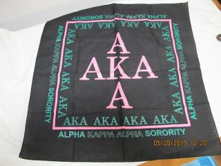 Vtg Rare Alpha Kappa Alpha Sorority Bandana Pink Green Blk 22 " Square