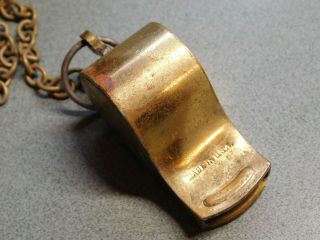 old vintage antique brass whistle with wood ball collectible estate deco 3