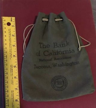 Vintage Drawstring Bank Deposit Bag The Bank Of California Tacoma,  Wa