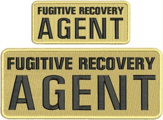 Fugitive Recovery Agent Embroidery Patch 4x10 And 2x5 Hook On Back Tan/blk