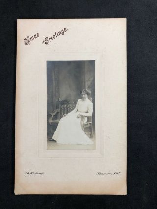 Vintage Photo: Small Xmas Cabinet Card: Young Lady: Ancell Sandown Isle Of Wight