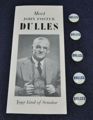5 Vtg 1948 York Senator John Foster Dulles Campaign Pinback Buttons 1 Pmt