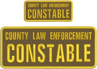 County Law Enforcement Constable Emb Patch 4x10&2x5 Hook On Back Brown/gold