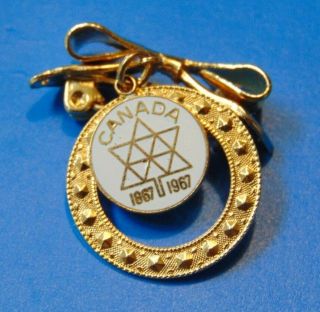 Vintage Canada Centennial 100 Yr Anniversary 1967 Gold Tone Pin Lapel 3