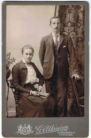 Cabinet Card Of A Man And A Woman By G.  Atkinson,  Chester