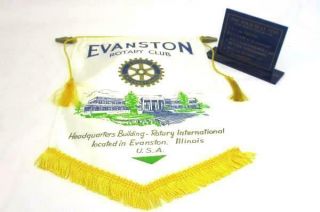 Vintage Evanston Illinois Rotary International Club Banner Flag Usa,  Four Way