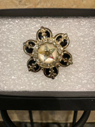 Vintage Masonic Order Of The Eastern Star Rhinestone Pin